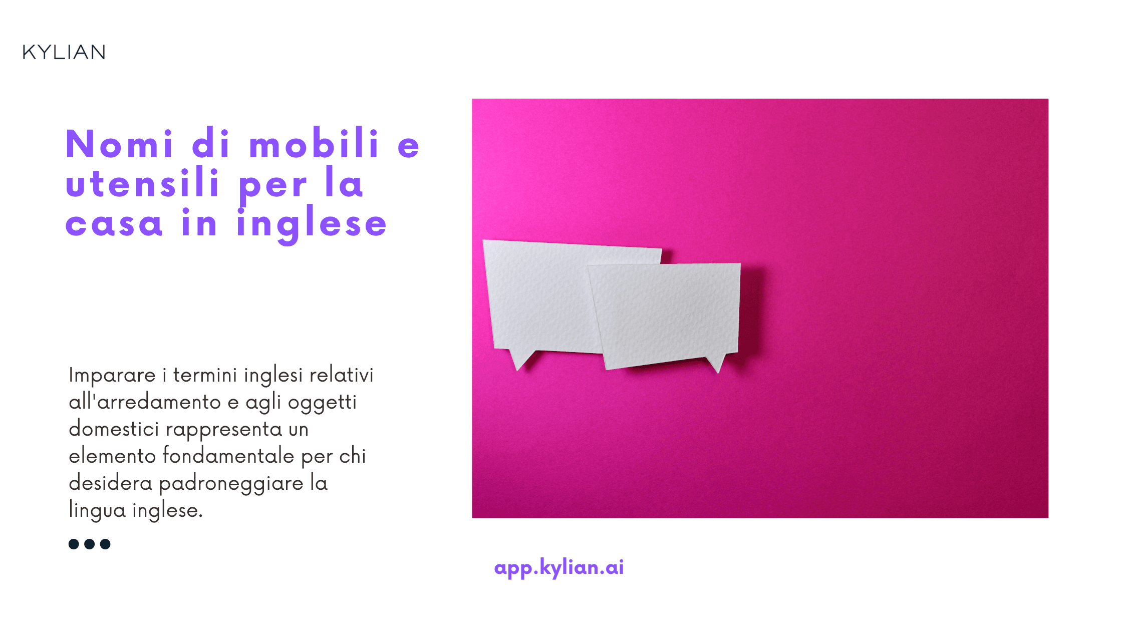 Nomi di mobili e utensili per la casa in inglese