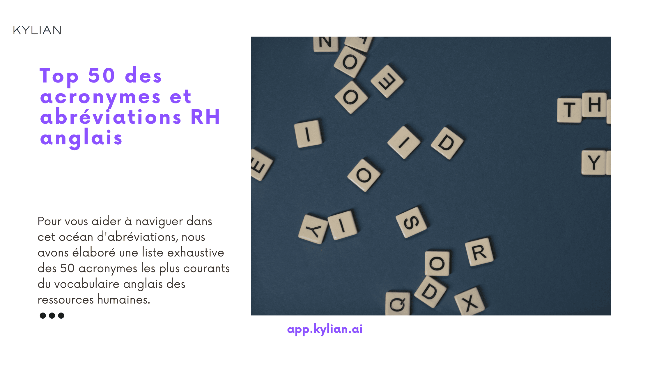 Top 50 des acronymes et abréviations RH anglais