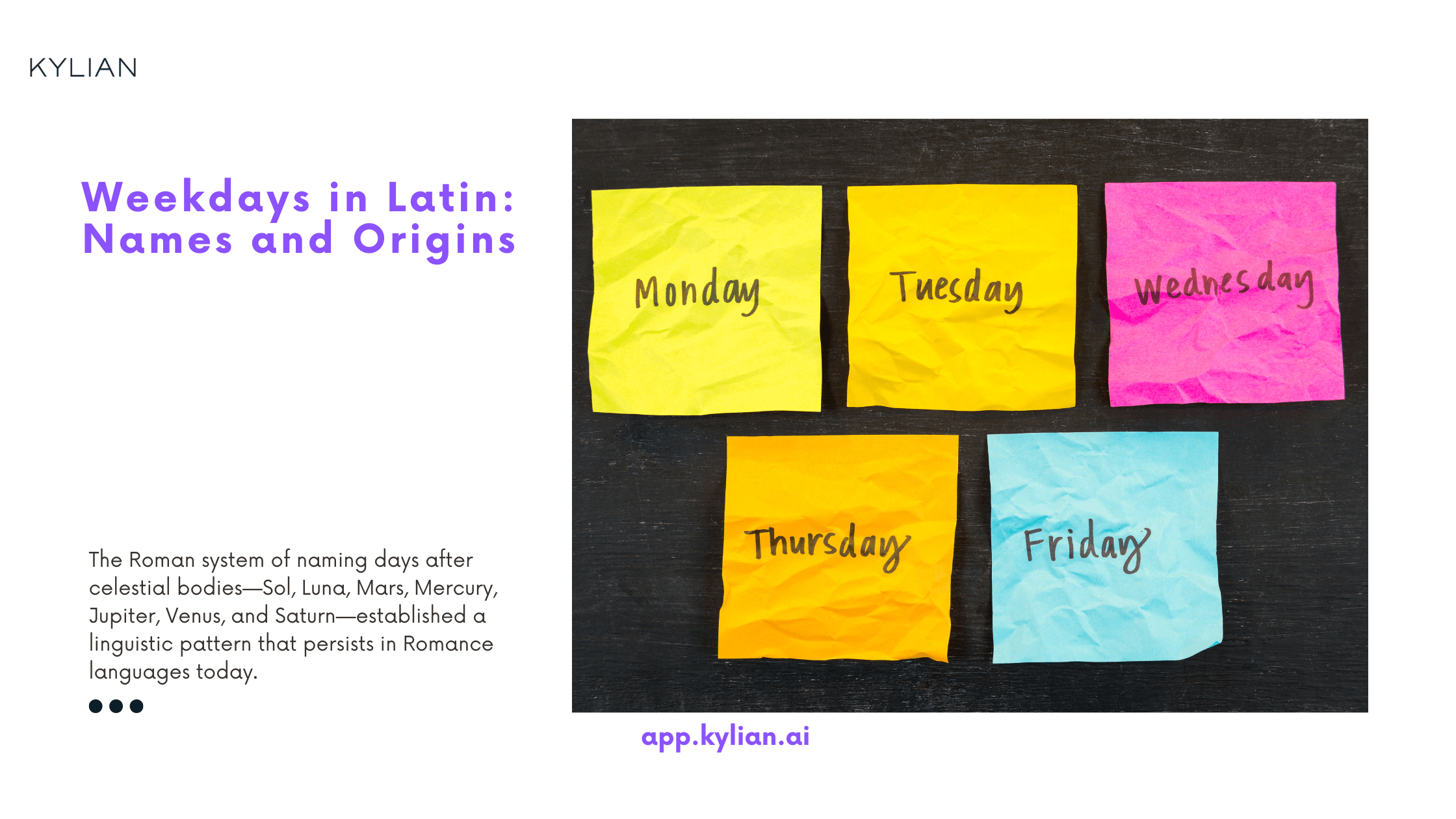 Weekdays in Latin: Names and Origins