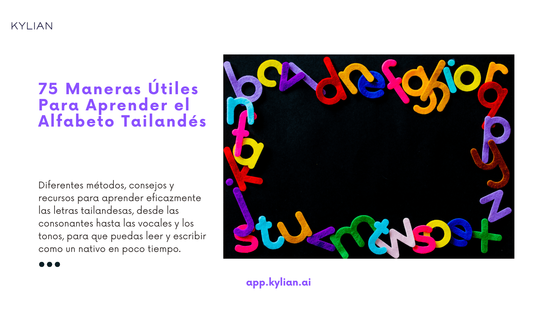 75 Maneras Útiles Para Aprender el Alfabeto Tailandés